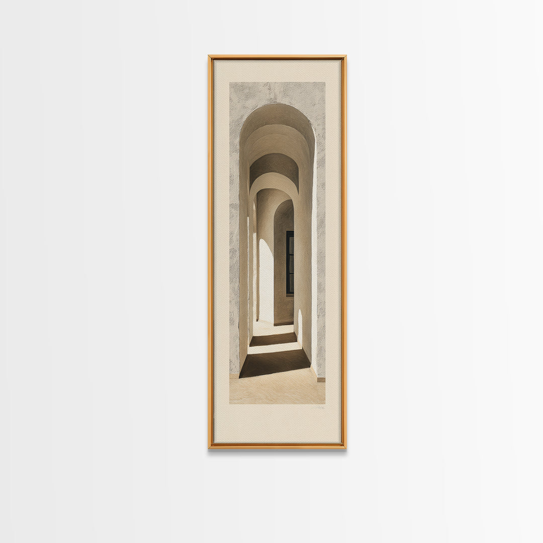 Architectural Arch Study Framed Canvas Print, Above Sofa Art, Botanical Wall Art, Living Room Decor, Oil Painting, Statement, ASA-1x3-45