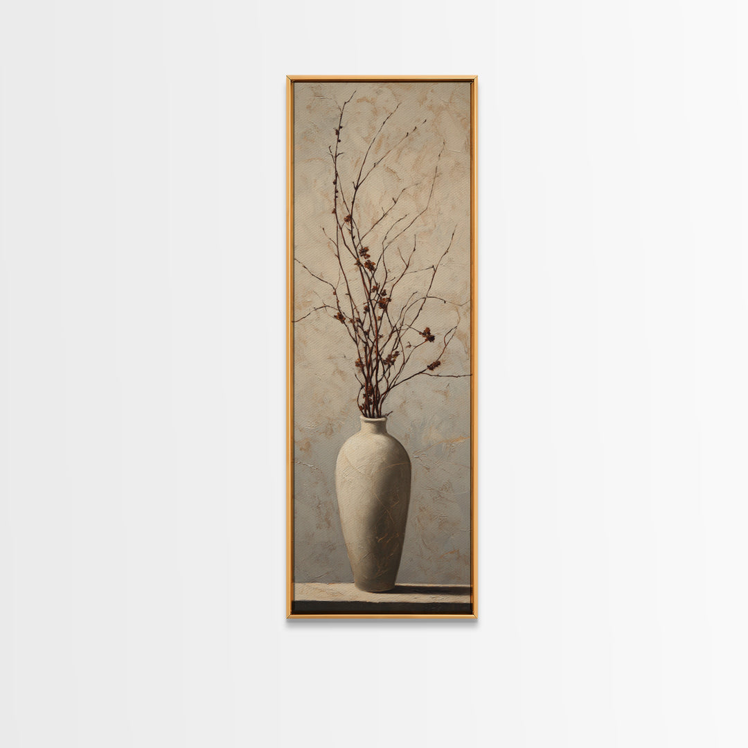 Large Neutral Still Life Framed Canvas Print, Above Sofa Art, Japandi Wall Art, Living Room Decor, Watercolor Art, Statement, ASA-1x3-50