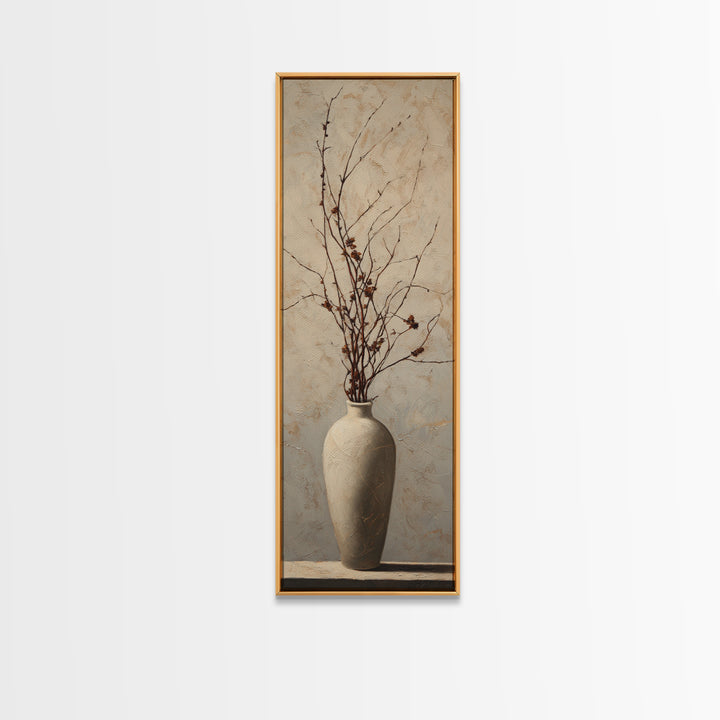 Large Neutral Still Life Framed Canvas Print, Above Sofa Art, Japandi Wall Art, Living Room Decor, Watercolor Art, Statement, ASA-1x3-50
