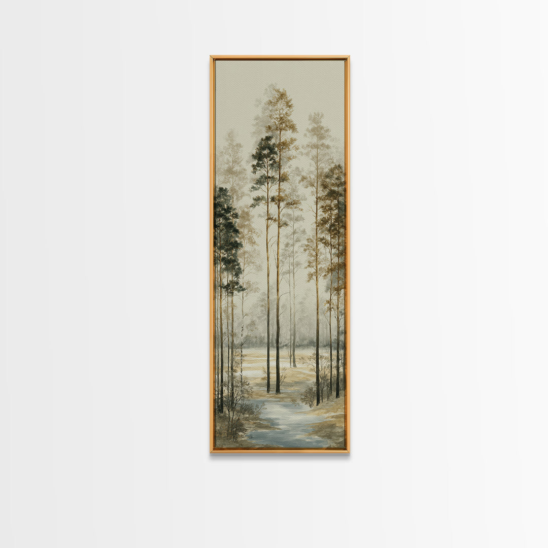 Modern Scandinavian Forest Canvas Print, Above Sofa Art, Framed Wall Art, Living Room Decor, Statement, Living Room Wall Art, ASA-1x3-51