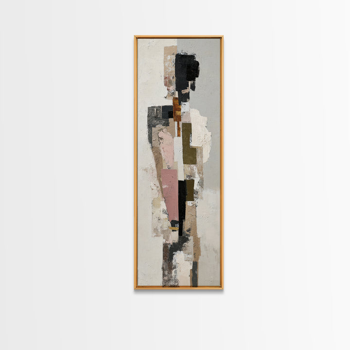 Luxury Monochrome Stone Composition Canvas Print, Above Sofa Art, Wall Art, Living Room Decor, Oil Painting, Statement, ASA-1x3-55
