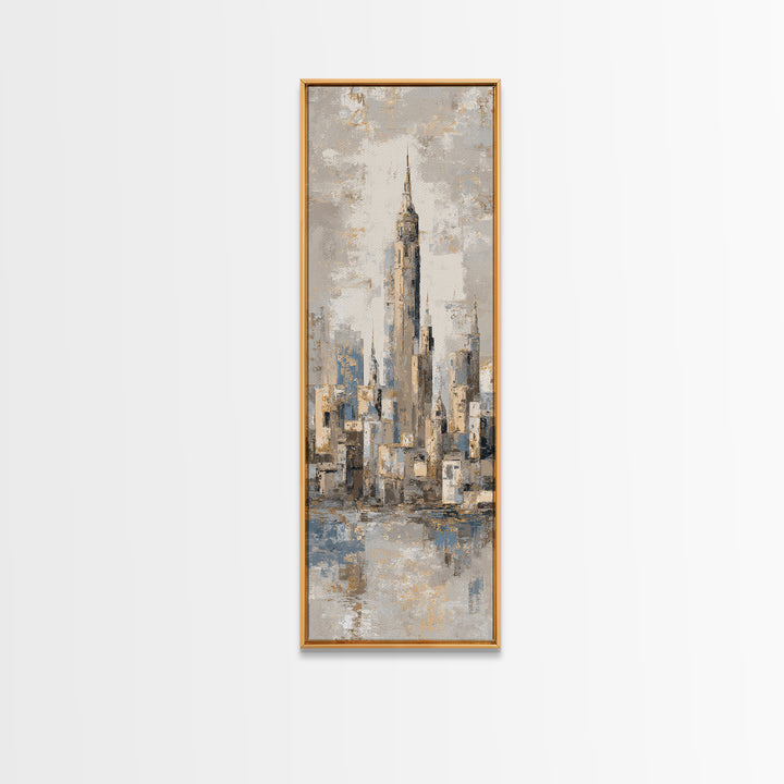 Quiet City Skyline Reduced to Elegant Shapes Canvas Print, Above Sofa Art, 3 Piece Wall Art, Living Room Decor, Statement, ASA-1x3-58