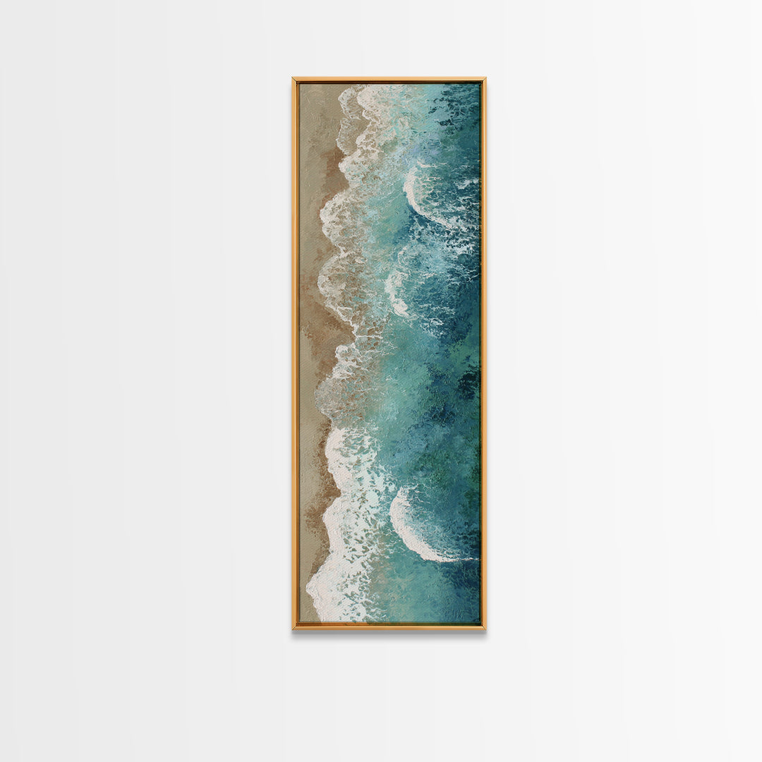 Panoramic Coastal Shoreline from an Aerial View Canvas Print, Above Sofa Art, Farmhouse Decor, Living Room Decor, Statement, ASA-1x3-63