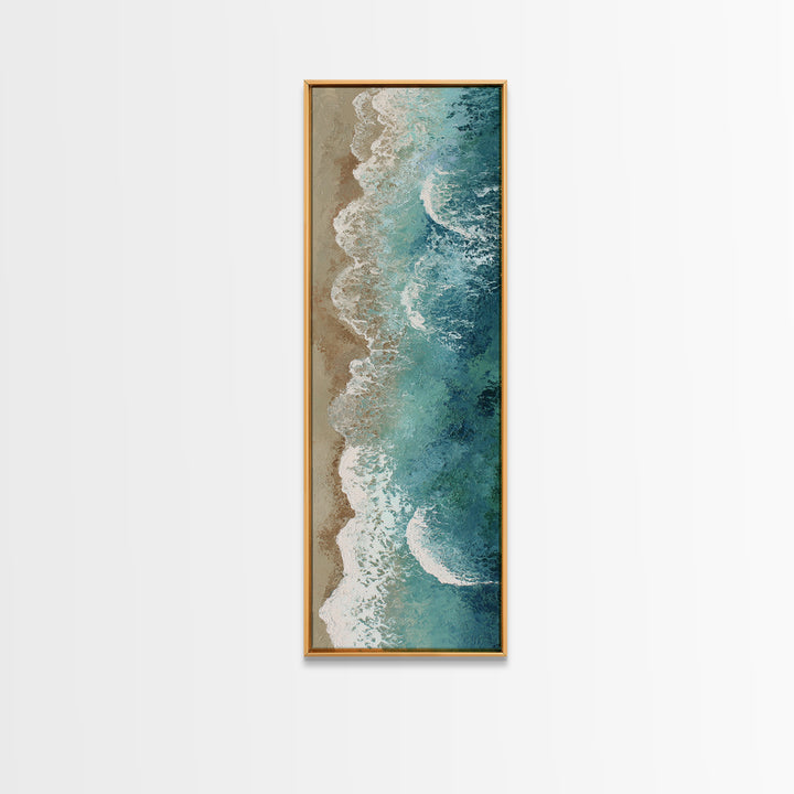 Panoramic Coastal Shoreline from an Aerial View Canvas Print, Above Sofa Art, Farmhouse Decor, Living Room Decor, Statement, ASA-1x3-63