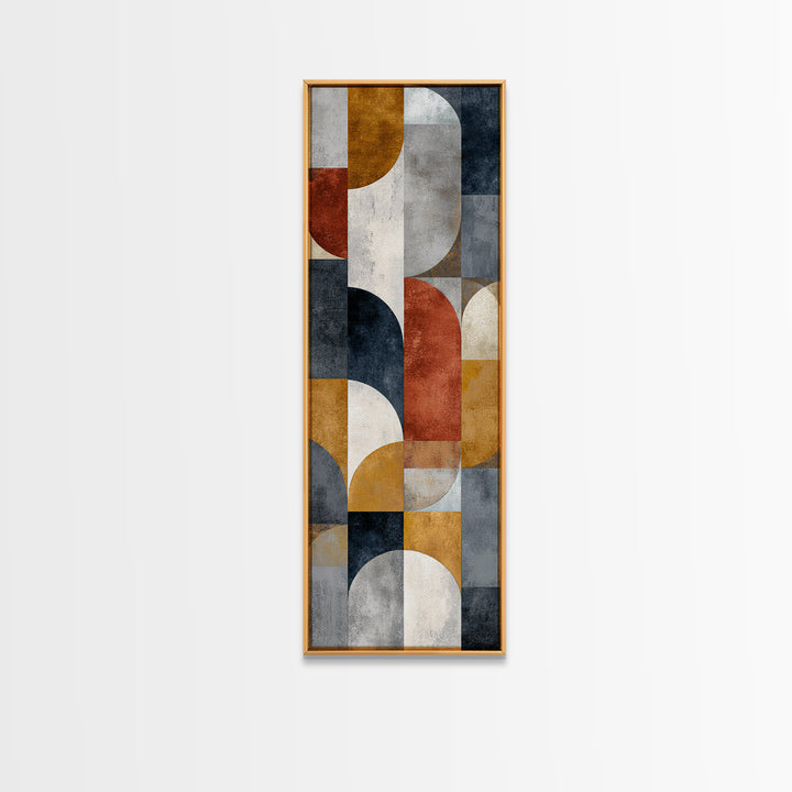 Bold Mid Century Geometric Forms Framed Canvas Print, Above Sofa Art, Home Decor, Living Room Decor, Abstract Art, Statement, ASA-1x3-64