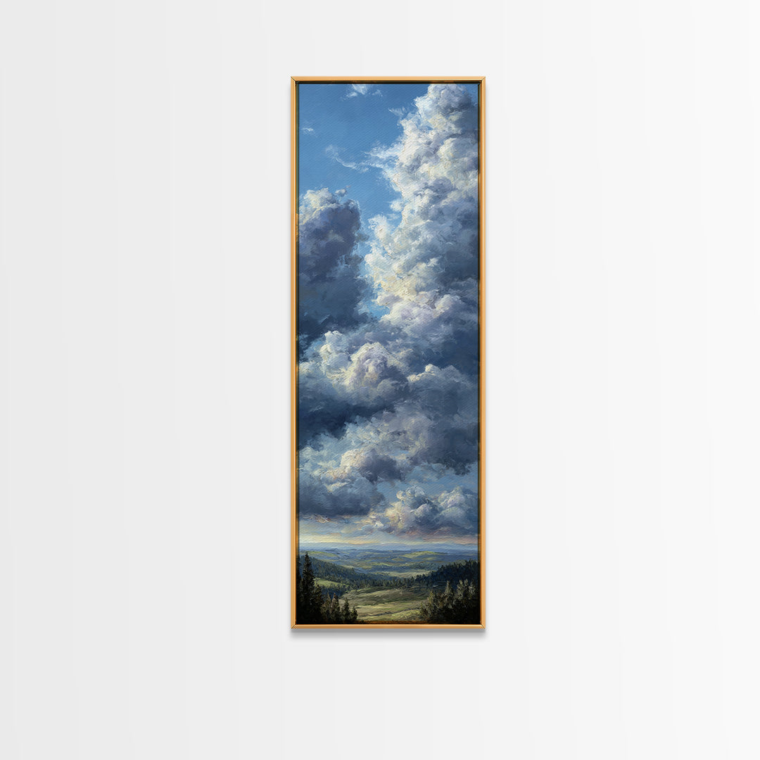 Dramatic Cloudscape over a Distant Valley Canvas Print, Above Sofa Art, Fine Art Print, Living Room Decor, Fine Art, Statement, ASA-1x3-65