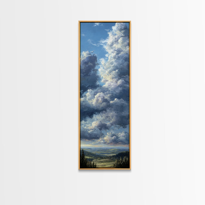 Dramatic Cloudscape over a Distant Valley Canvas Print, Above Sofa Art, Fine Art Print, Living Room Decor, Fine Art, Statement, ASA-1x3-65