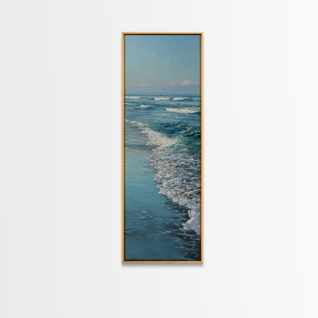 Moody Seascape at Twilight Canvas Print, Above Sofa Art, Mid Century Modern, Living Room Decor, Statement, Watercolor Painting, ASA-1x3-72
