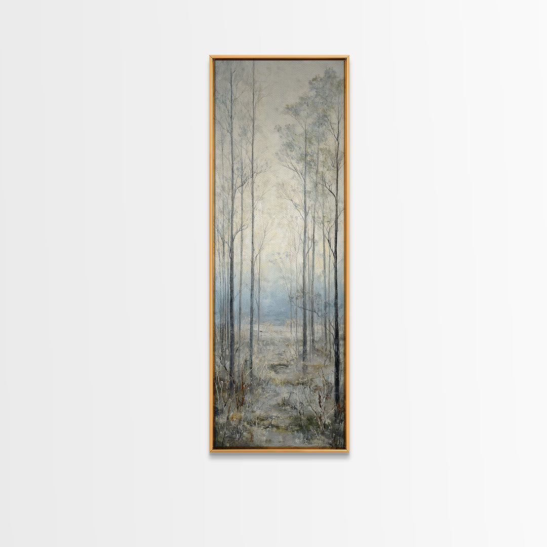 Modern Scandinavian Forest Framed Canvas Print, Above Sofa Art, Frame Tv Art, Living Room Decor, Oil Painting, Statement, ASA-1x3-75