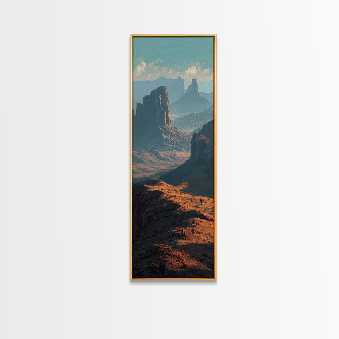 Desert Mesa Panorama Framed Canvas Print, Above Sofa Art, Modern Art, Living Room Decor, Fine Art, Statement, Art Print, ASA-1x3-8