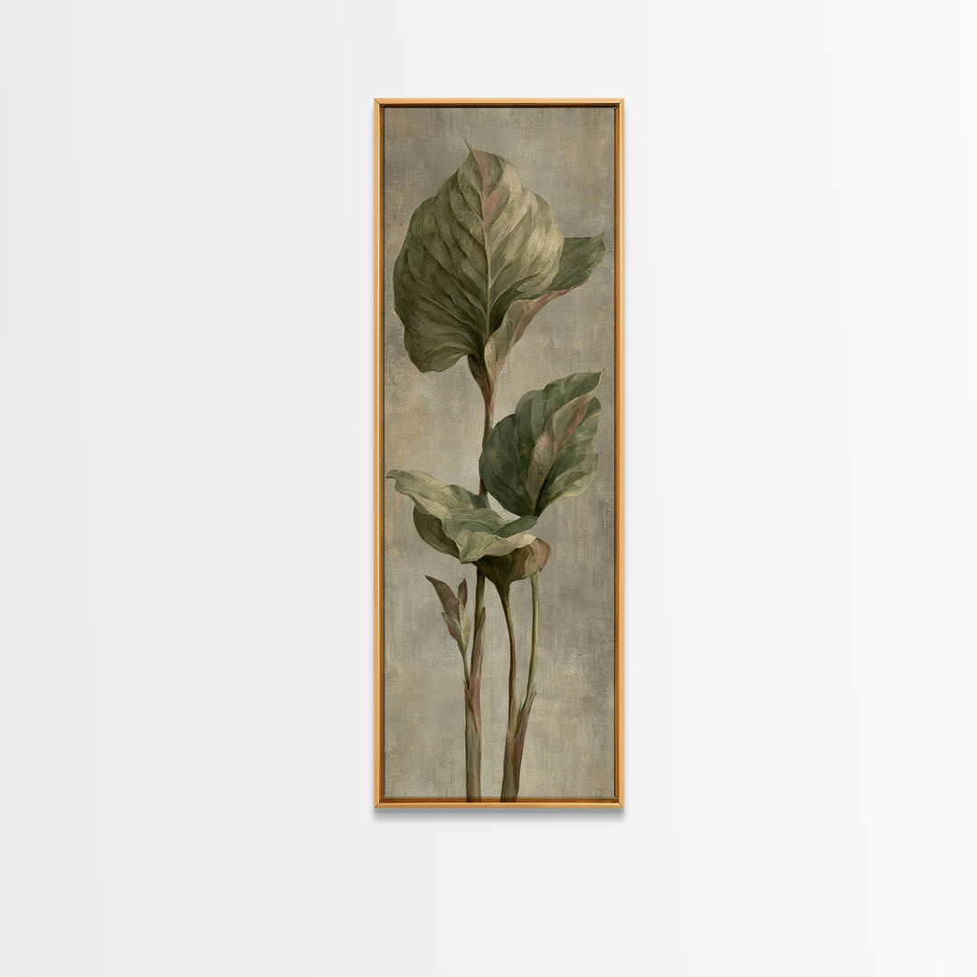 Large Botanical Leaves Canvas Print, Above Sofa Art, Framed Wall Art, Living Room Decor, Statement, Living Room Wall Art, ASA-1x3-81