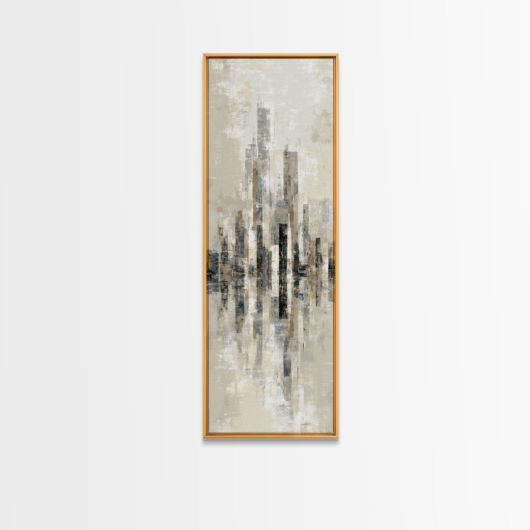 Quiet City Skyline Reduced to Elegant Shapes Canvas Print, Above Sofa Art, Coastal Decor, Living Room Decor, Statement, ASA-1x3-82