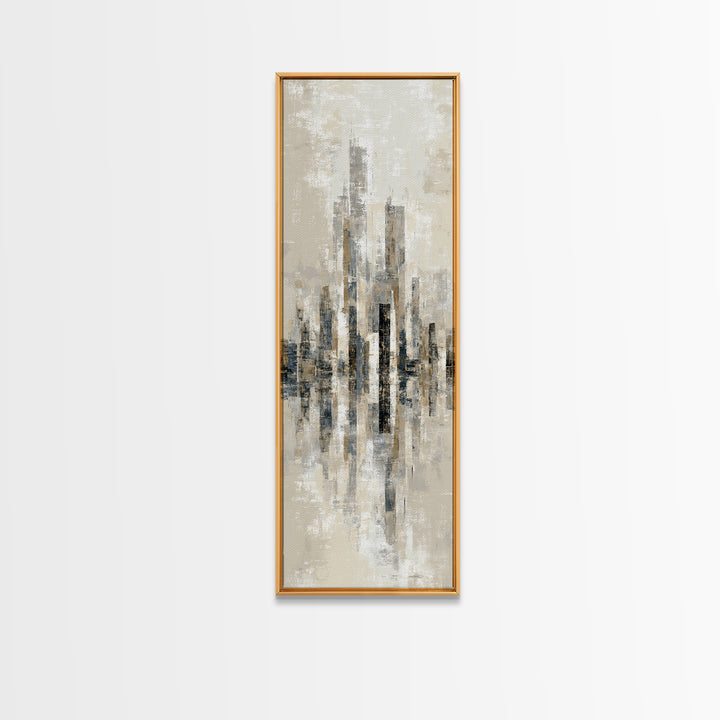 Quiet City Skyline Reduced to Elegant Shapes Canvas Print, Above Sofa Art, Coastal Decor, Living Room Decor, Statement, ASA-1x3-82