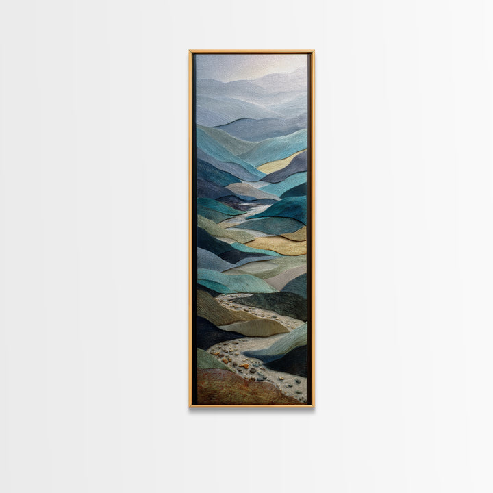 Abstract River Bends Framed Canvas Print, Above Sofa Art, Textured Wall Art, Living Room Decor, Abstract Art, Statement, ASA-1x3-83