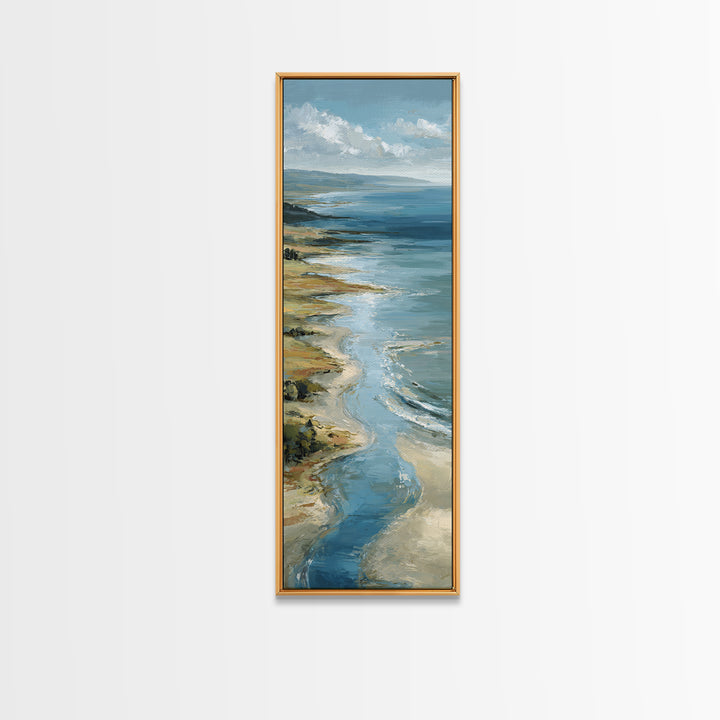 Panoramic Coastal Shoreline from an Aerial View Canvas Print, Above Sofa Art, Oversized Wall Art, Living Room Decor, Statement, ASA-1x3-87