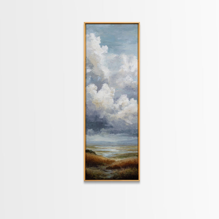 Dramatic Cloudscape over a Distant Valley Canvas Print, Above Sofa Art, Horizontal Wall Art, Living Room Decor, Statement, ASA-1x3-89
