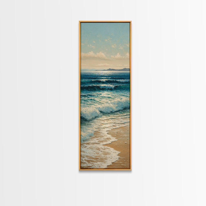 Moody Seascape at Twilight Framed Canvas Print, Above Sofa Art, Living Room Decor, Abstract Art, Statement 396, Set of Prints, ASA-1x3-96