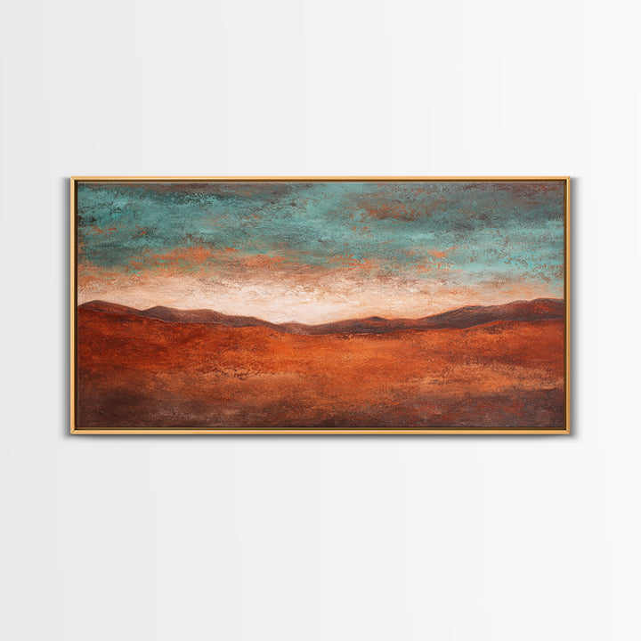 Abstract Canyon Landscape Framed Canvas Print, Above Sofa Art, Living Room Decor, Oil Painting, Statement 103, Set of Prints, ASA-2x1-3