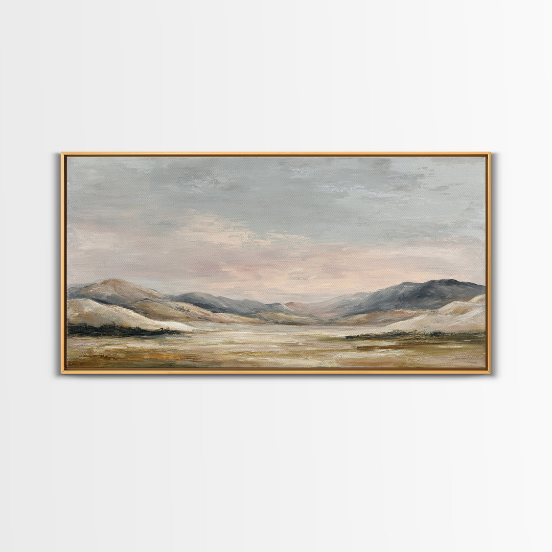 Sunlit Rolling Hills Framed Canvas Print, Above Sofa Art, Boho Decor, Living Room Decor, Fine Art, Statement, Large Wall Art, ASA-2x1-37