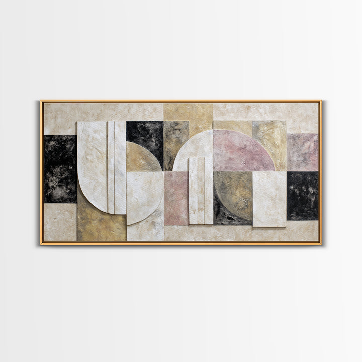 Luxury Monochrome Stone Composition Canvas Print, Above Sofa Art, Home Decor, Living Room Decor, Oil Painting, Statement, ASA-2x1-39