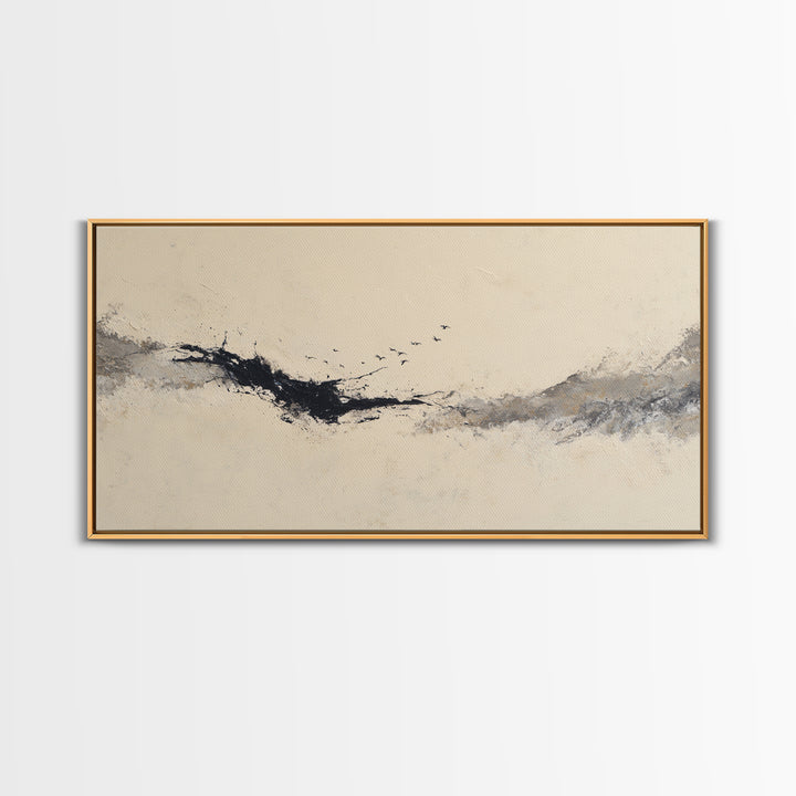 Minimal Black Ink Composition Canvas Print, Above Sofa Art, Boho Decor, Living Room Decor, Fine Art, Statement, Large Wall Art, ASA-2x1-4