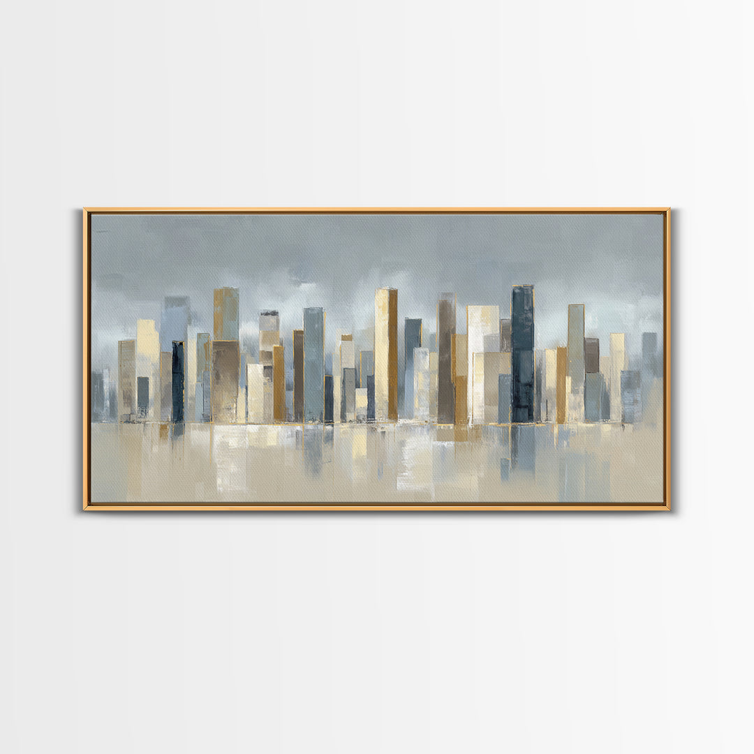 Quiet City Skyline Reduced to Elegant Shapes Canvas Print, Above Sofa Art, Gallery Decor, Living Room Decor, Statement, ASA-2x1-42