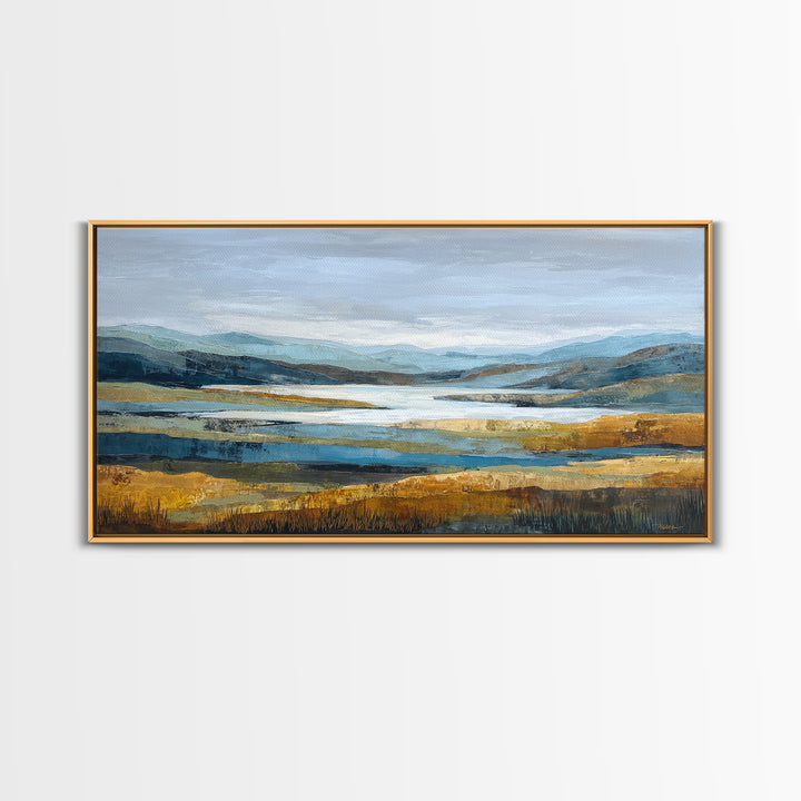 Oversized Abstract Landscape Framed Canvas Print, Above Sofa Art, Contemporary Art, Living Room Decor, Oil Painting, Statement, ASA-2x1-45