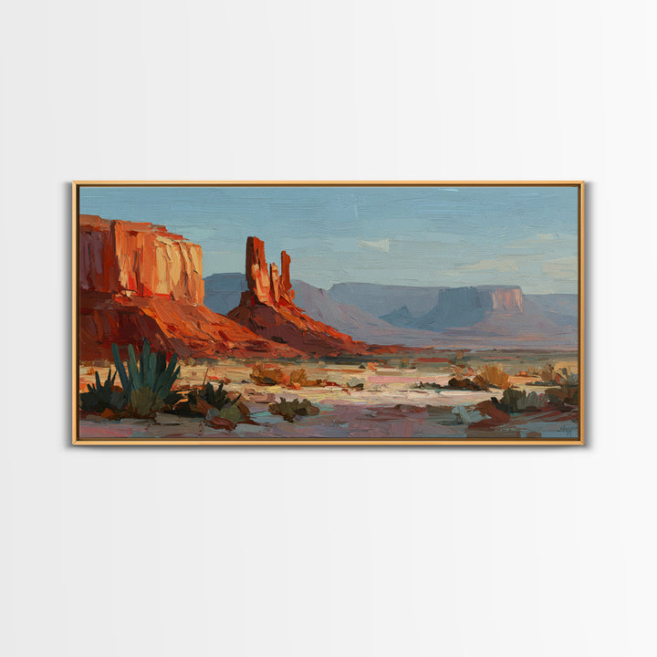Abstract Canyon Landscape Framed Canvas Print, Above Sofa Art, Abstract Wall Art, Living Room Decor, Watercolor Art, Statement, ASA-2x1-51