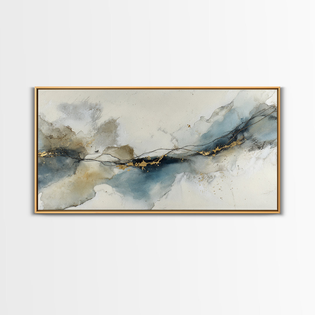 Minimal Black Ink Composition Canvas Print, Above Sofa Art, Mid Century Modern, Living Room Decor, Fine Art, Statement, ASA-2x1-52