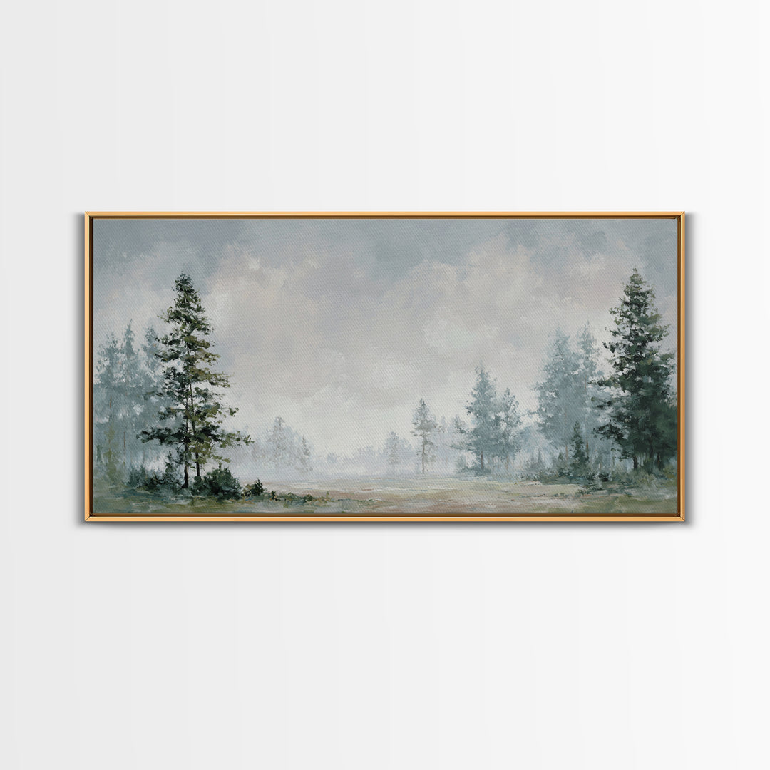 Modern Scandinavian Forest Framed Canvas Print, Above Sofa Art, Canvas Print, Living Room Decor, Fine Art, Statement, ASA-2x1-59