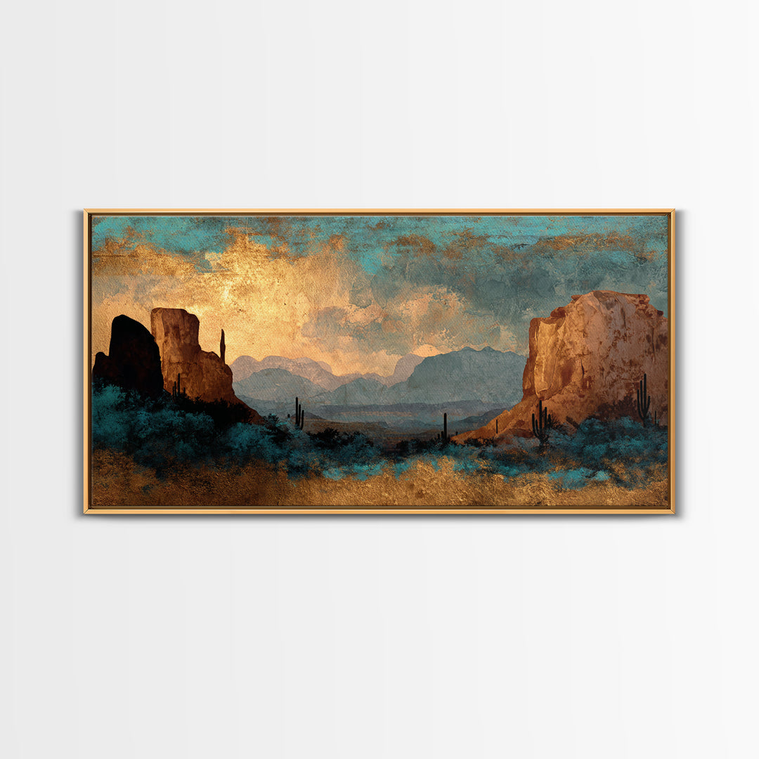 Desert Mesa Panorama Canvas Print, Above Sofa Art, Canvas Wall Art, Living Room Decor, Oil Painting, Statement, ASA-2x1-64