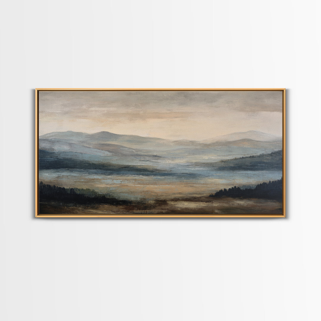 Oversized Abstract Landscape Canvas Print, Above Sofa Art, Framed Wall Art, Living Room Decor, Statement, Living Room Wall Art, ASA-2x1-69