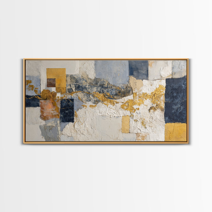 Textured Plaster Abstract Framed Canvas Print, Above Sofa Art, Contemporary Art, Living Room Decor, Abstract Art, Statement, ASA-2x1-7