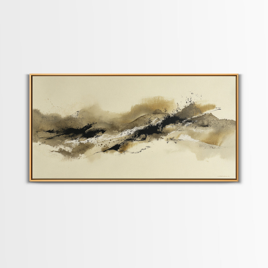 Minimal Black Ink Composition Canvas Print, Above Sofa Art, Wall Art Print, Living Room Decor, Fine Art, Statement, Modern Art, ASA-2x1-76