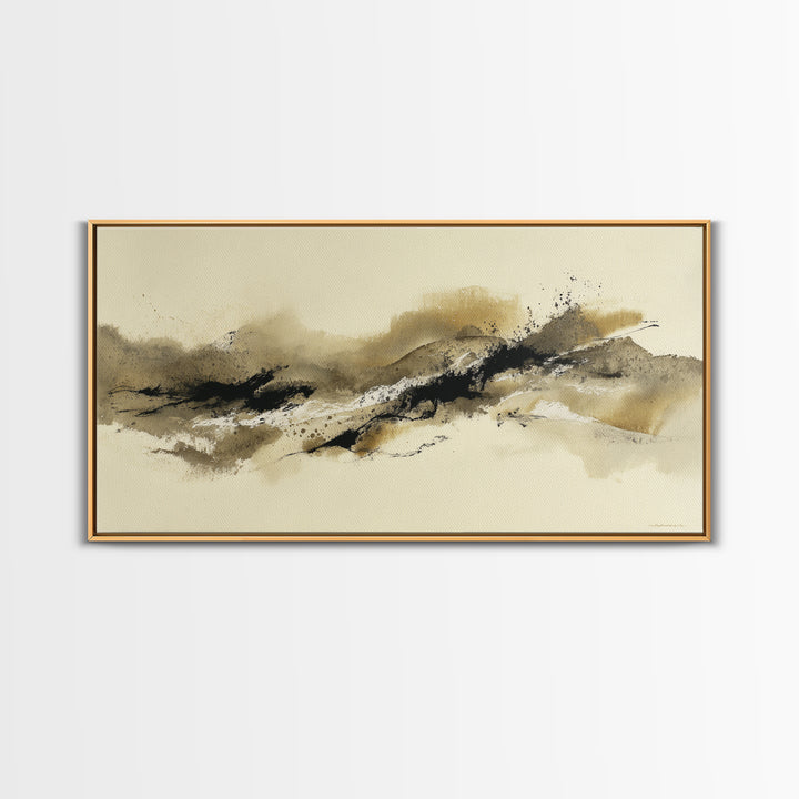 Minimal Black Ink Composition Canvas Print, Above Sofa Art, Wall Art Print, Living Room Decor, Fine Art, Statement, Modern Art, ASA-2x1-76