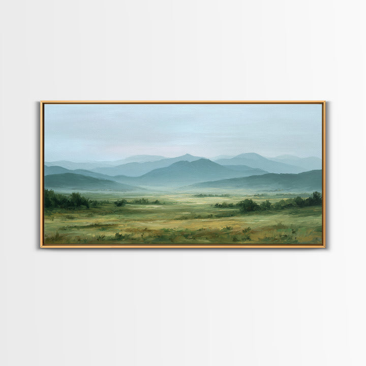 Wide Olive and Beige Meadow Panorama Canvas Print, Above Sofa Art, Art Print, Living Room Decor, Fine Art, Statement, ASA-2x1-78