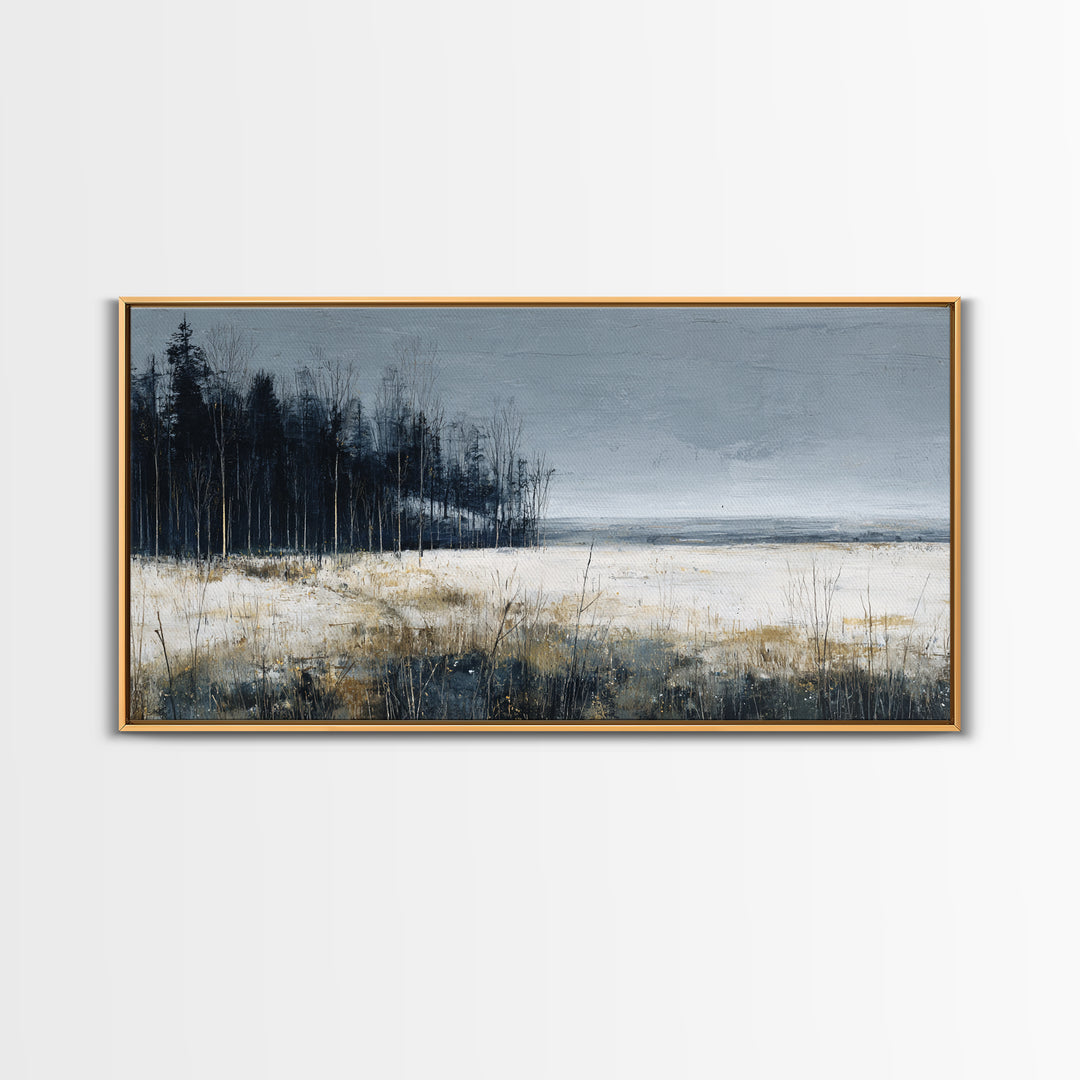 Modern Scandinavian Forest Framed Canvas Print, Above Sofa Art, Room Decor, Living Room Decor, Oil Painting, Statement, ASA-2x1-83