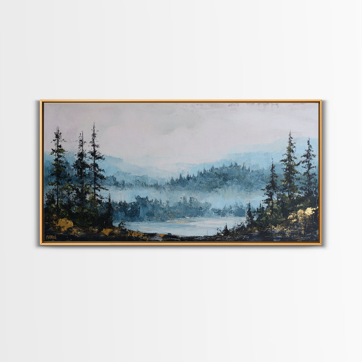Gallery Style Landscape with Expansive Negative Space Canvas Print, Above Sofa Art, Horizontal Wall Art, Living Room Decor, ASA-2x1-92