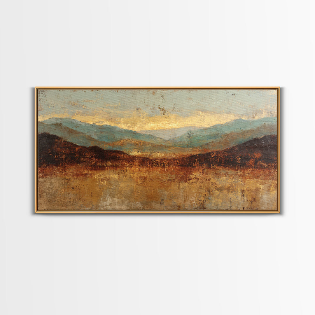 Abstract Canyon Landscape Framed Canvas Print, Above Sofa Art, Frame Tv Art, Living Room Decor, Statement, Coastal Wall Art, ASA-2x1-99