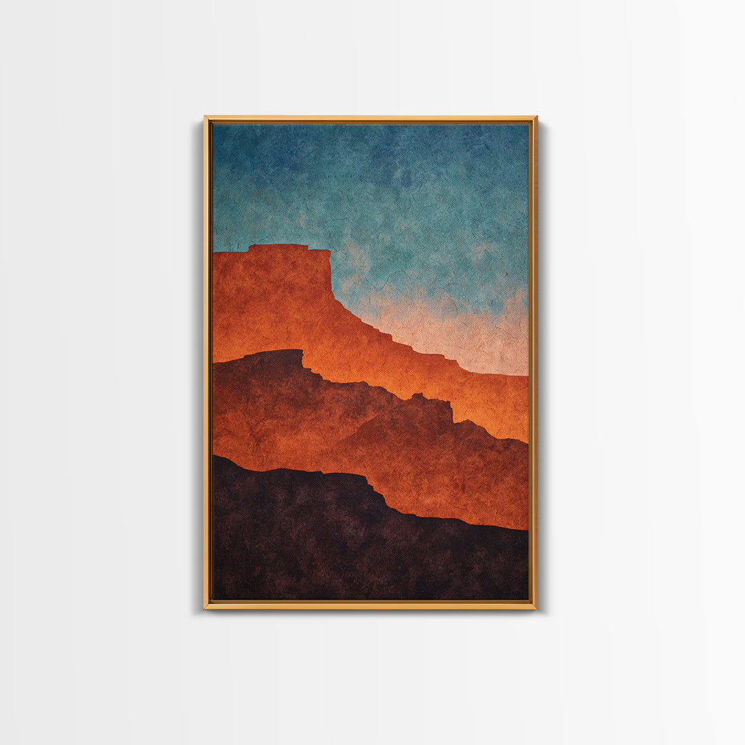 Desert Mesa Panorama Framed Canvas Print, Above Sofa Art, Minimalist Wall Art, Living Room Decor, Fine Art, Statement, ASA-2x3-100