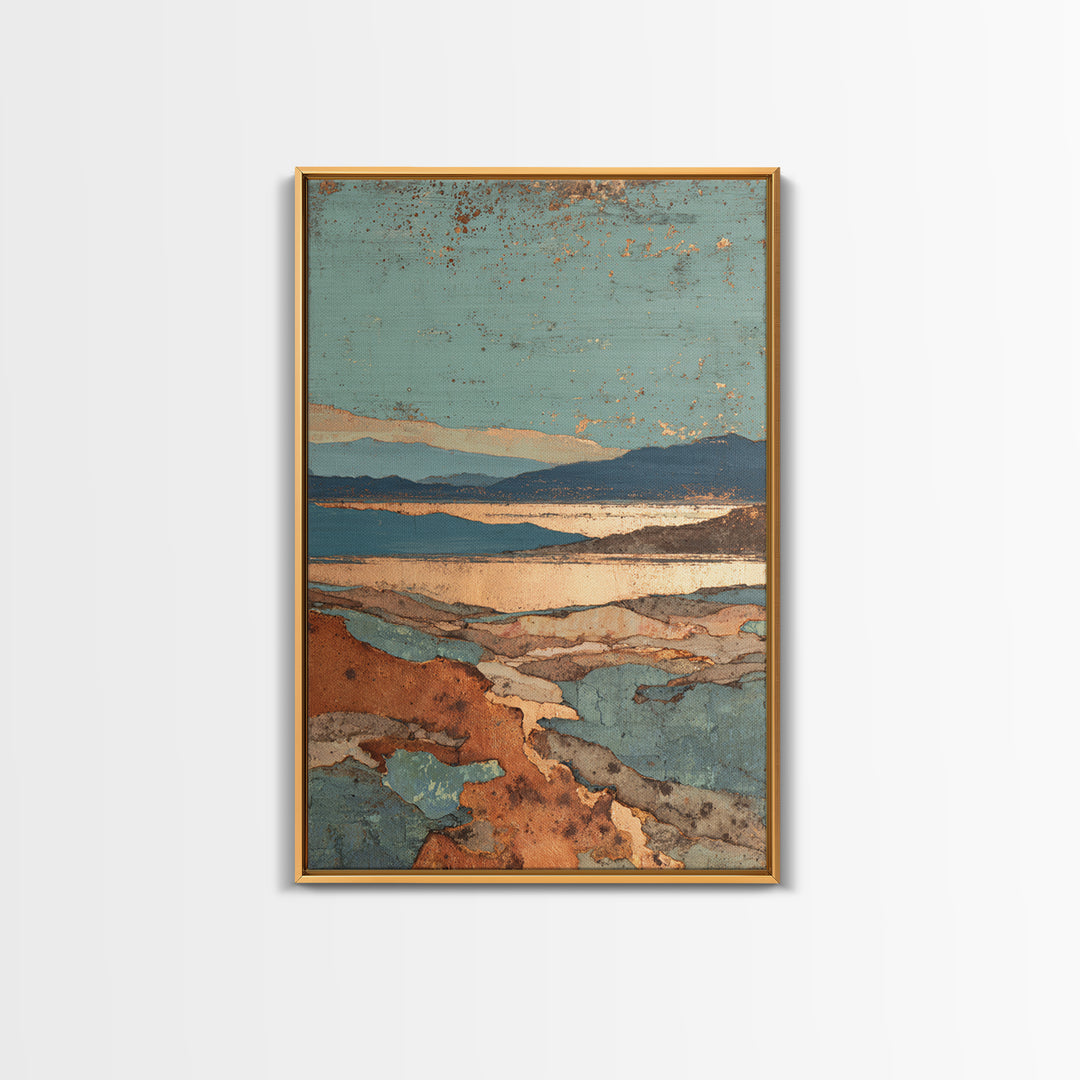Abstract Canyon Landscape Canvas Print, Above Sofa Art, 3 Piece Wall Art, Living Room Decor, Oil Painting, Statement, ASA-2x3-15
