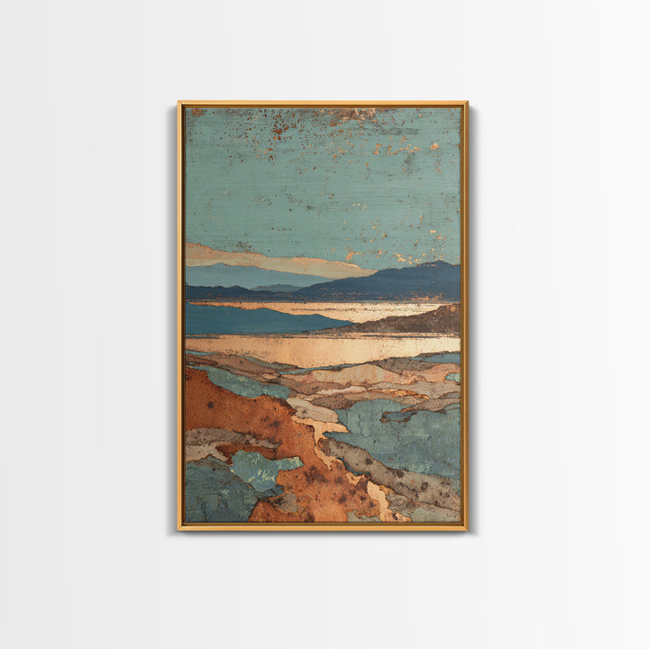 Abstract Canyon Landscape Canvas Print, Above Sofa Art, 3 Piece Wall Art, Living Room Decor, Oil Painting, Statement, ASA-2x3-15
