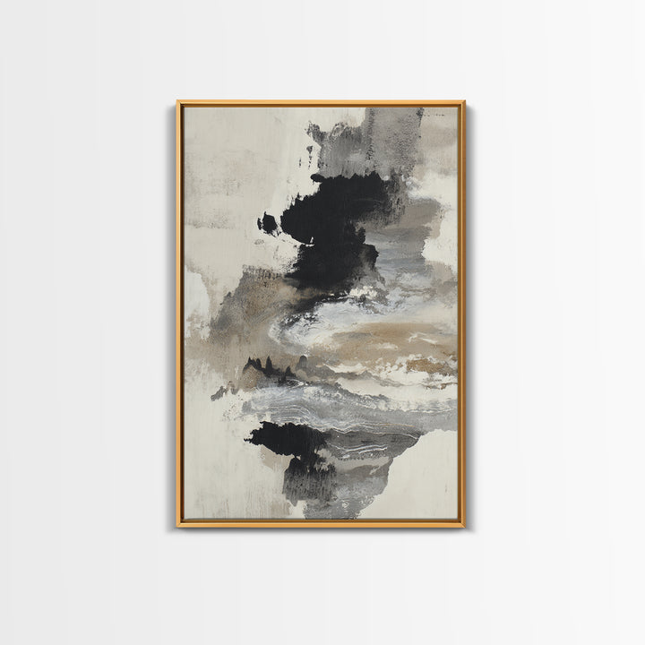 Minimal Black Ink Composition Canvas Print, Above Sofa Art, Oversized Wall Art, Living Room Decor, Fine Art, Statement, ASA-2x3-16
