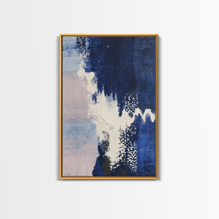 Bold Navy and Ivory Abstract Brushwork Framed Canvas Print, Above Sofa Art, Gallery Decor, Living Room Decor, Statement, ASA-2x3-2