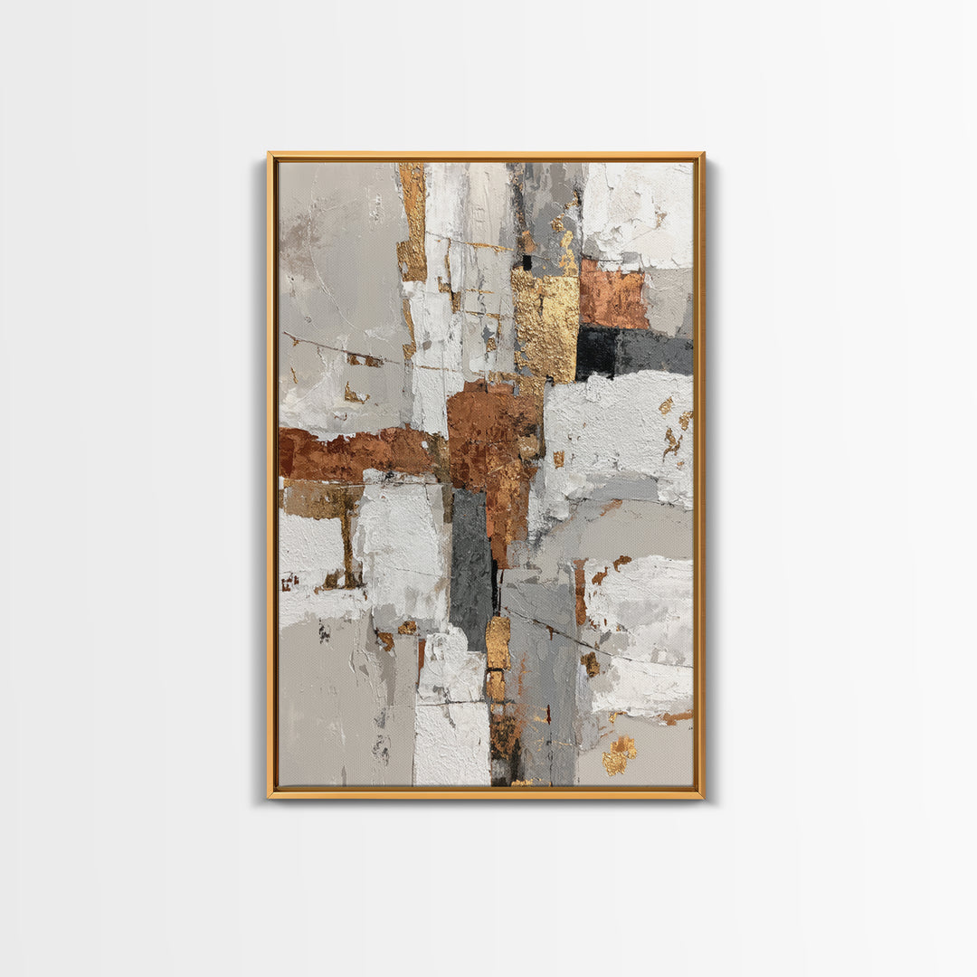 Luxury Monochrome Stone Composition Framed Canvas Print, Above Sofa Art, Canvas Print, Living Room Decor, Fine Art, Statement, ASA-2x3-3