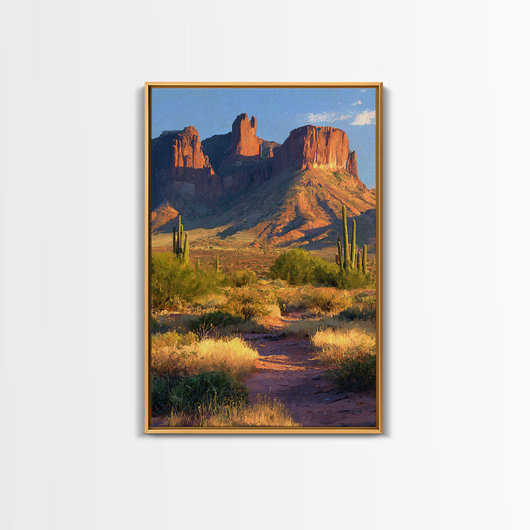 Desert Mesa Panorama Framed Canvas Print, Above Sofa Art, Modern Art, Living Room Decor, Fine Art, Statement, Art Print, ASA-2x3-4