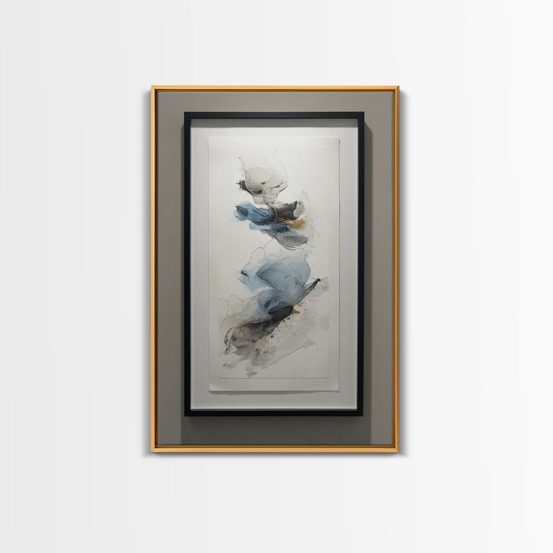Minimal Black Ink Composition Canvas Print, Above Sofa Art, Floral Wall Art, Living Room Decor, Statement, Luxury Decor, ASA-2x3-40