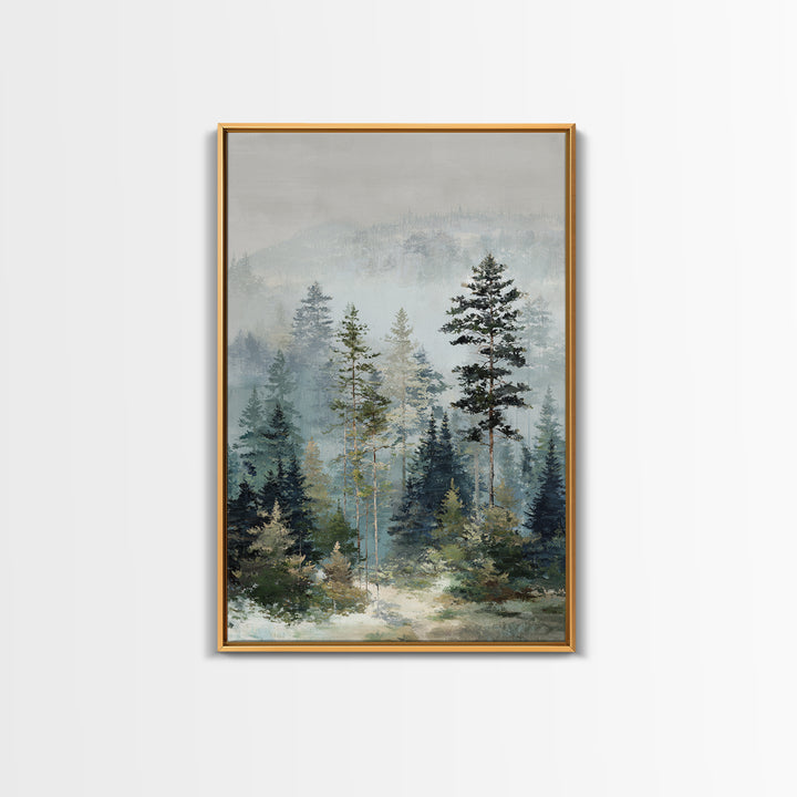 Modern Scandinavian Forest Framed Canvas Print, Above Sofa Art, Modern Decor, Living Room Decor, Fine Art, Statement, ASA-2x3-47