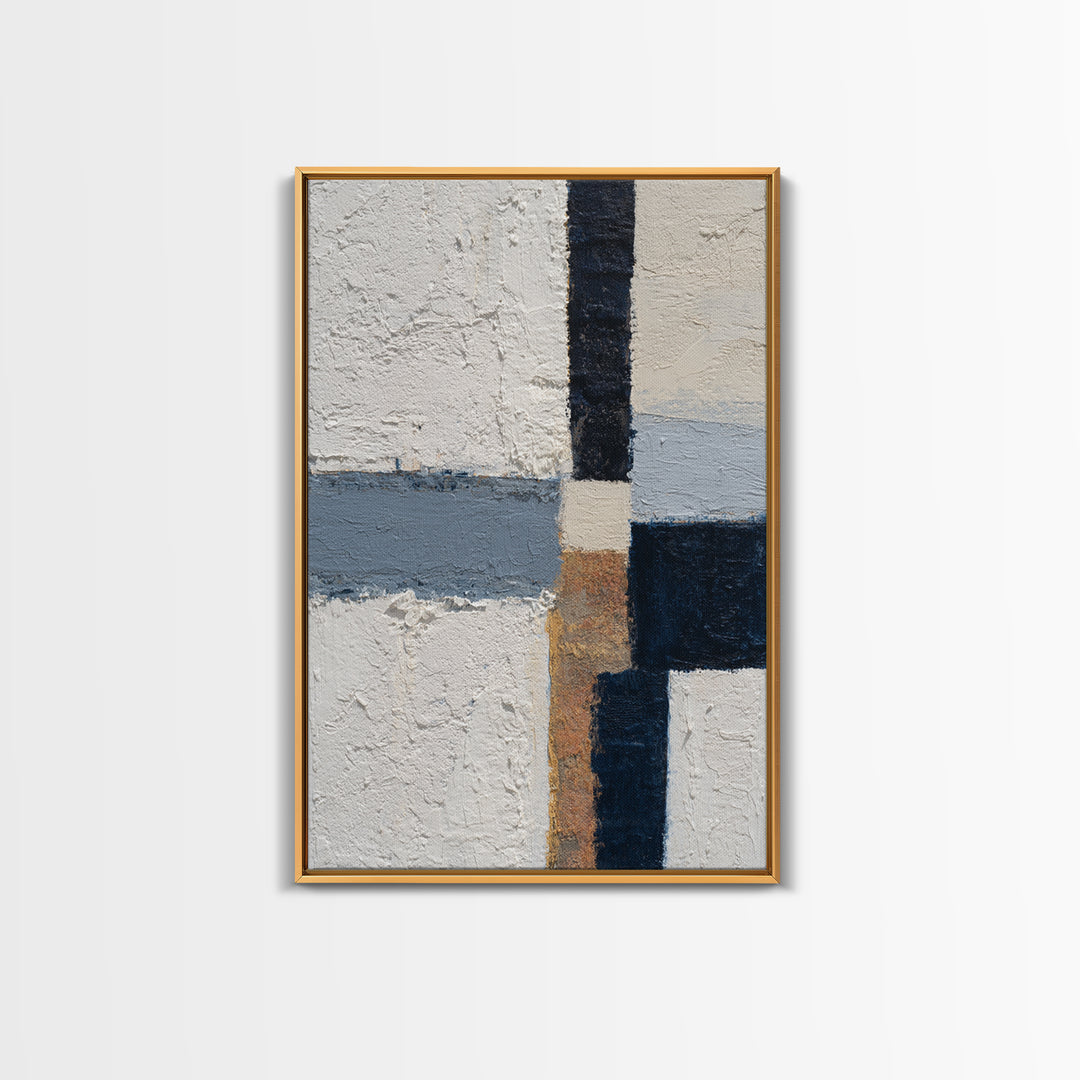 Bold Navy and Ivory Abstract Brushwork Canvas Print, Above Sofa Art, Boho Decor, Living Room Decor, Fine Art, Statement, ASA-2x3-50