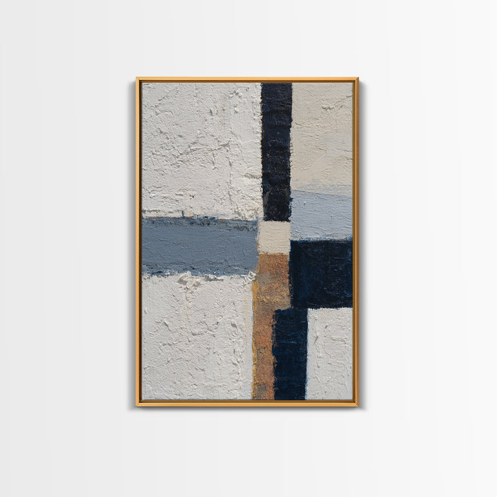 Bold Navy and Ivory Abstract Brushwork Canvas Print, Above Sofa Art, Boho Decor, Living Room Decor, Fine Art, Statement, ASA-2x3-50